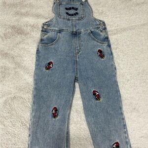 ZARA Blue Denim Overalls with Character Embroidery Miki Mouse